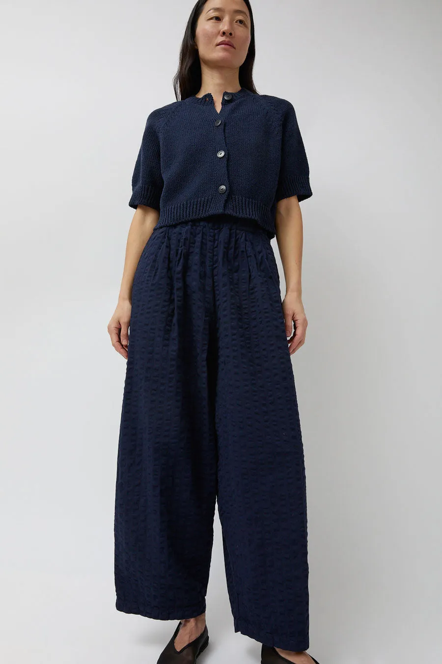 Black Crane Wide Pants in Navy sold by No. 6