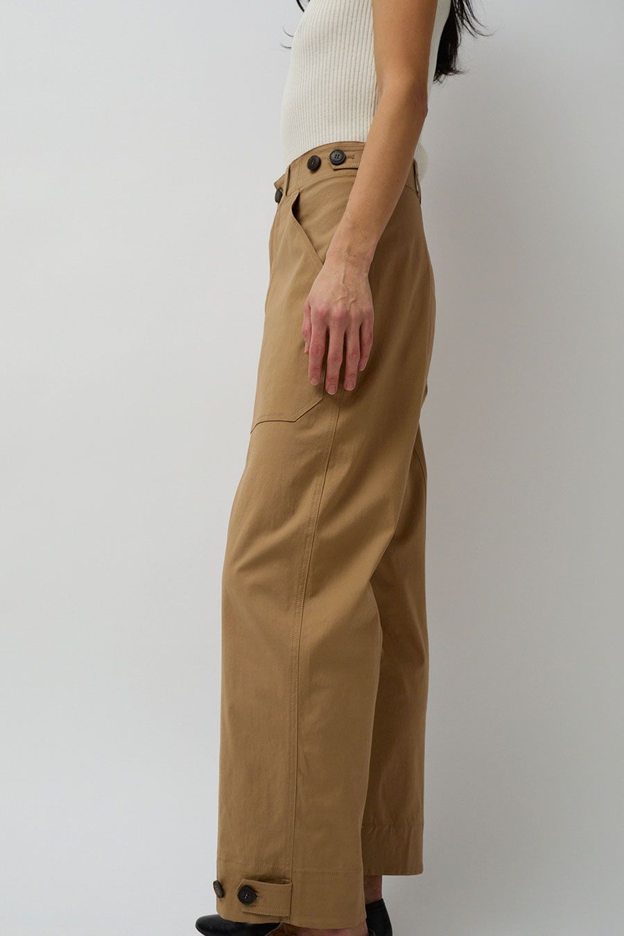 Mijeong Park Cropped Workwear Pants in Camel sold by No. 6 product image thumbnail 3