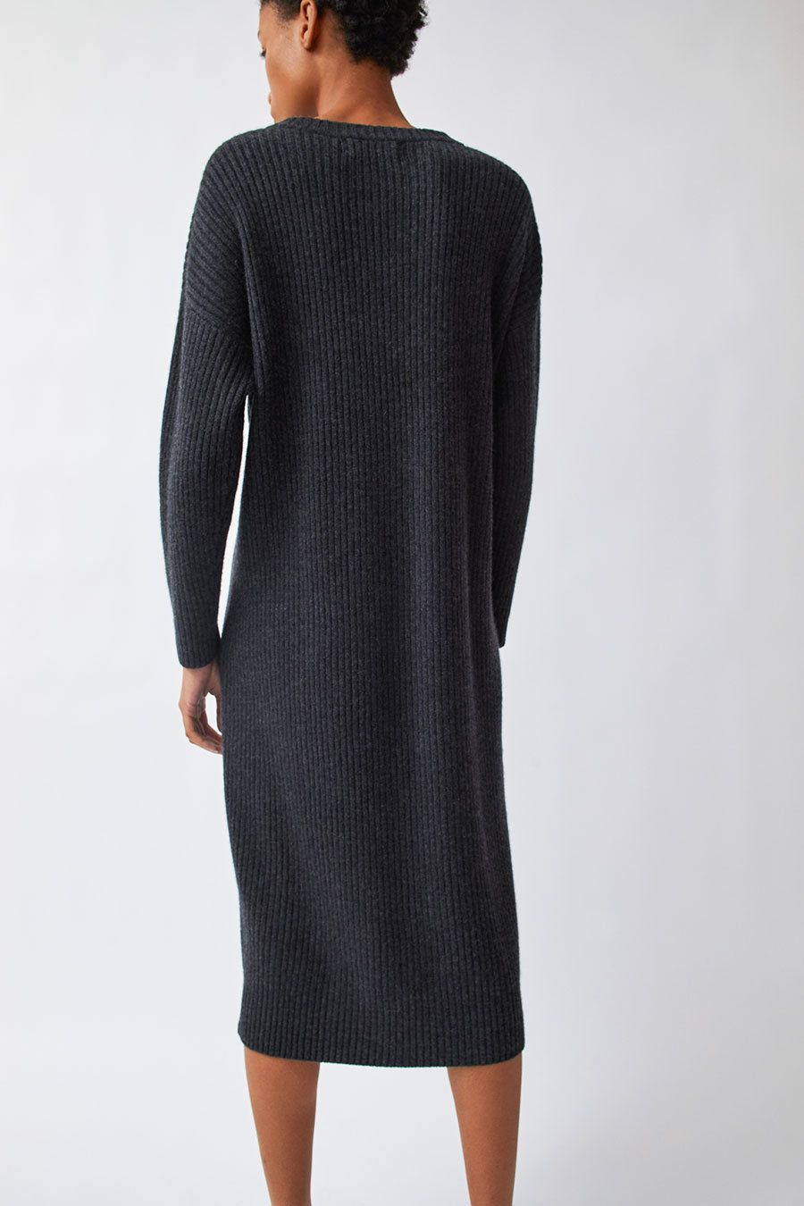 Modern Weaving Rib Crew Neck Oversize Sweater Dress in Black Melange sold by No. 6 product image thumbnail 4