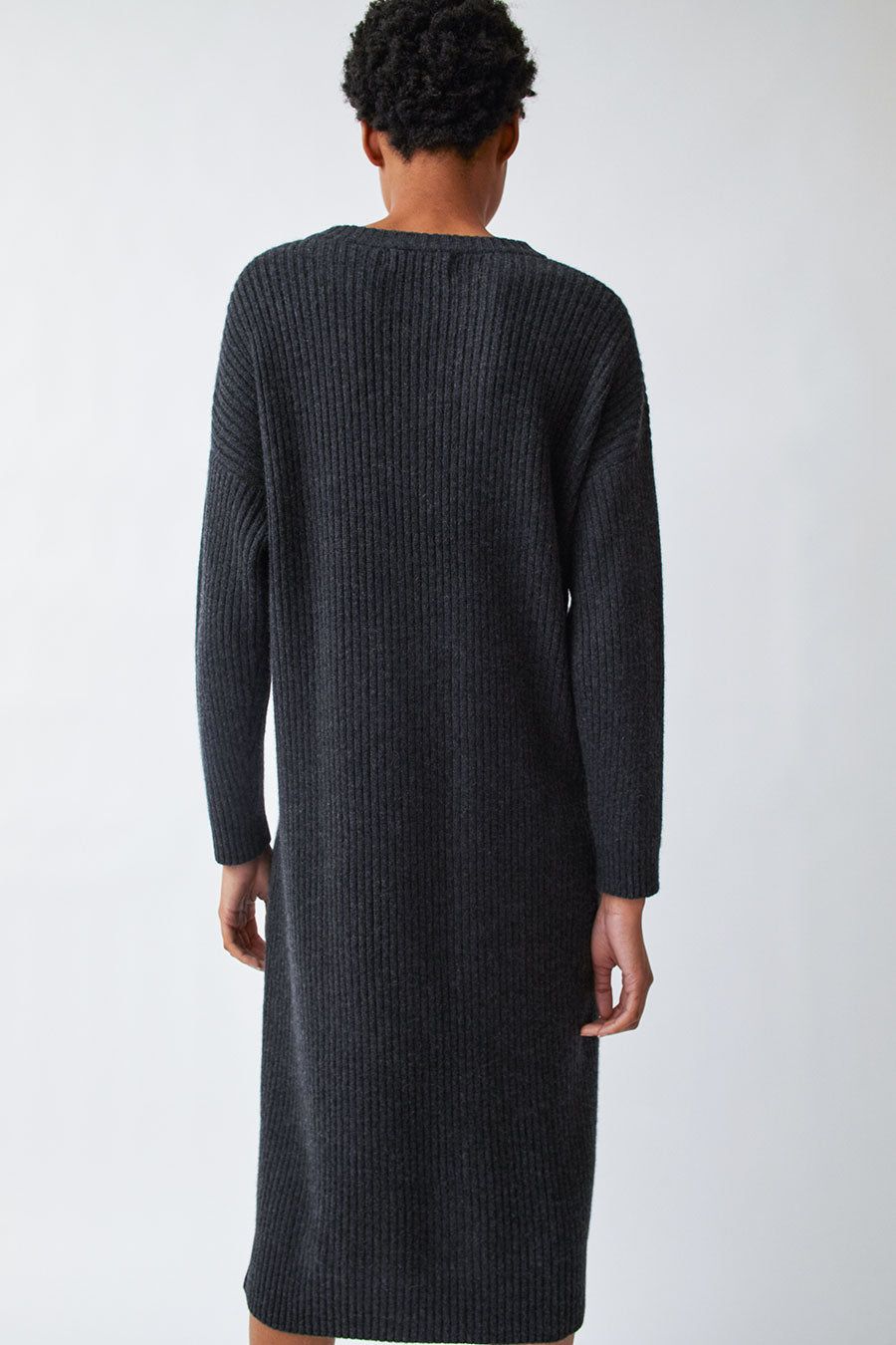Modern Weaving Rib Crew Neck Oversize Sweater Dress in Black Melange sold by No. 6 product image thumbnail 5
