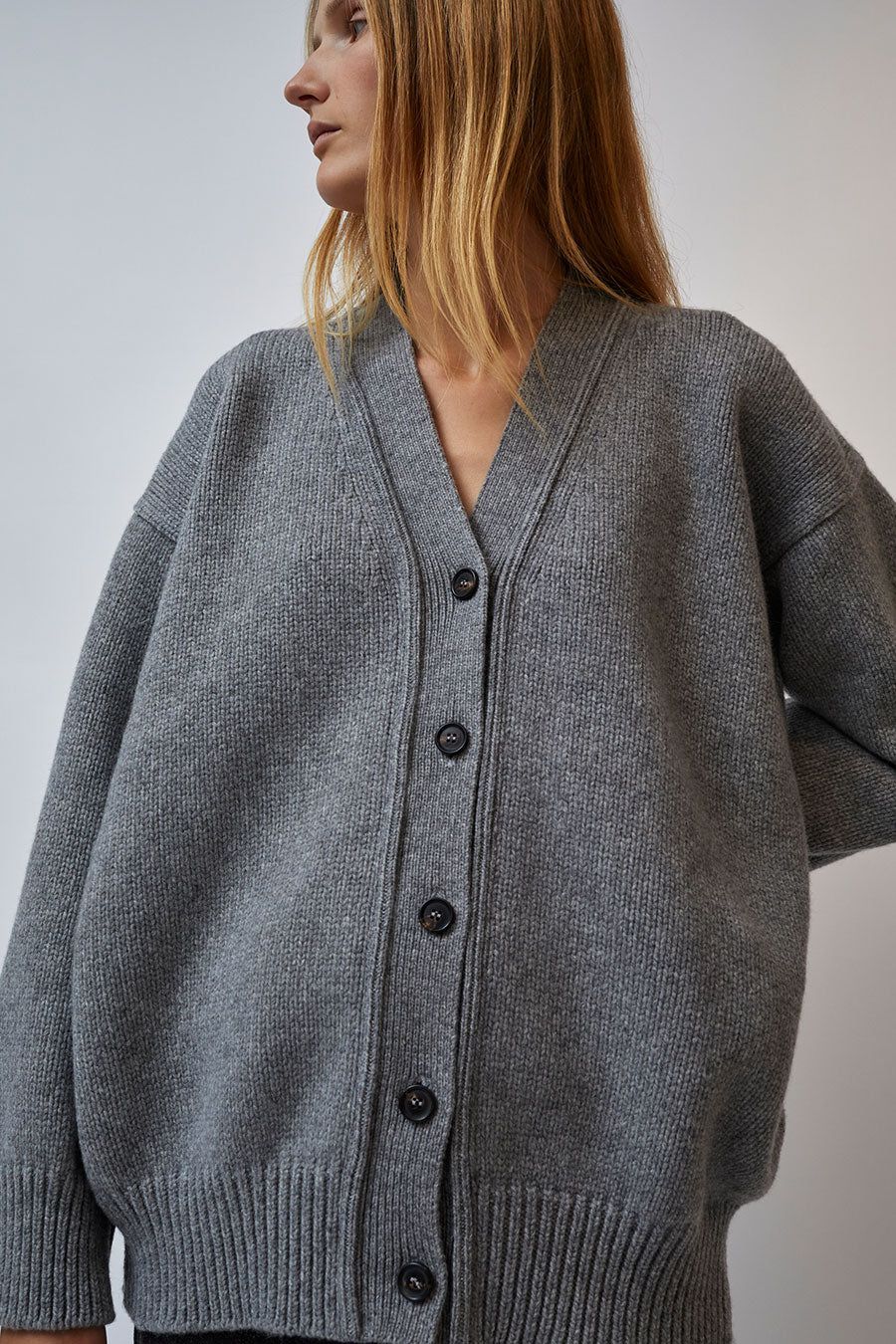& Daughter Caragh Chunky Slouch Geelong Cardigan in Flannel Grey sold by No. 6