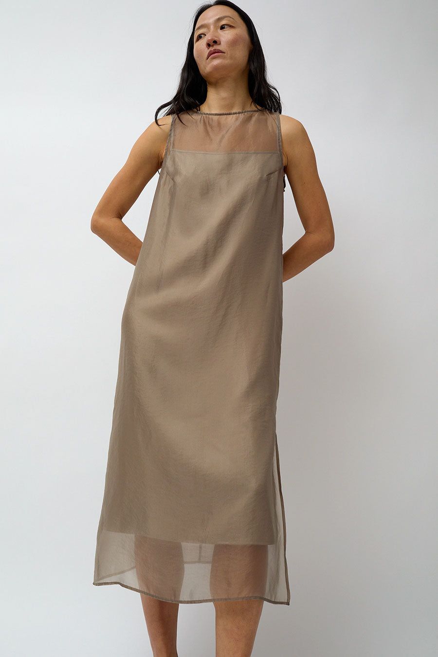 Mijeong Park Organza Dress in Dark Beige sold by No. 6