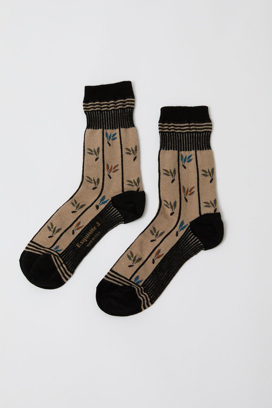 Exquisite J Leaf Pattern Socks in Taupe sold by No. 6 product image thumbnail 3