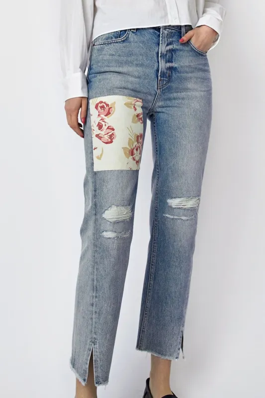 B Sides Stowe Jean in Allen Light Vintage and Floral Patchwork made by No. 6