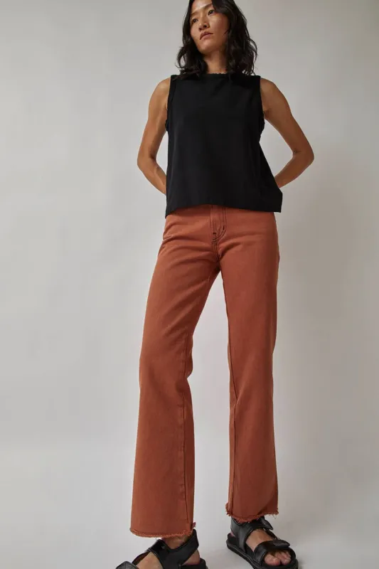 B Sides Eshel Kick Flare Jean in Umber Overdye sold by No. 6