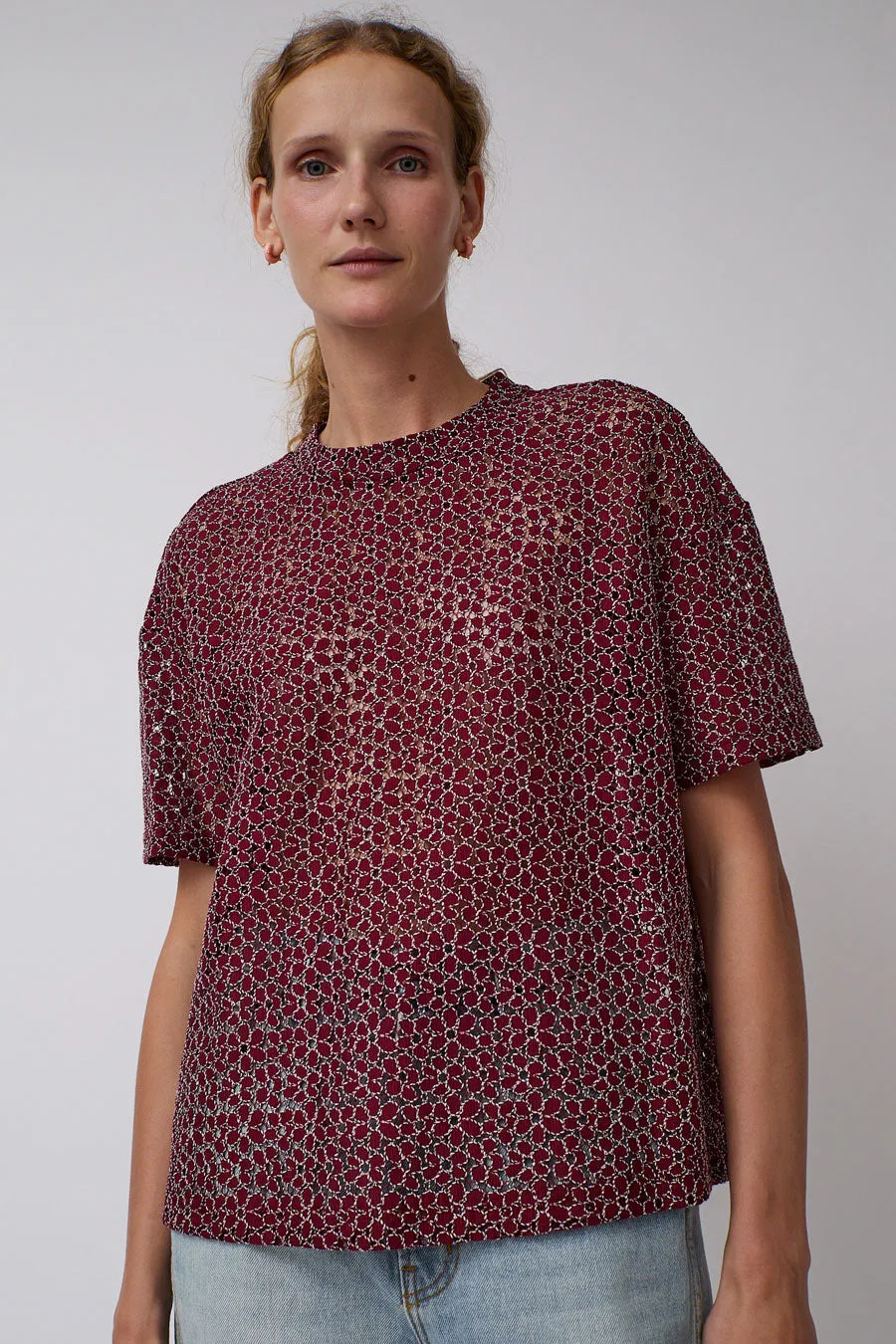 No.6 Joanne Tee in Bordeaux and White Lace sold by No. 6