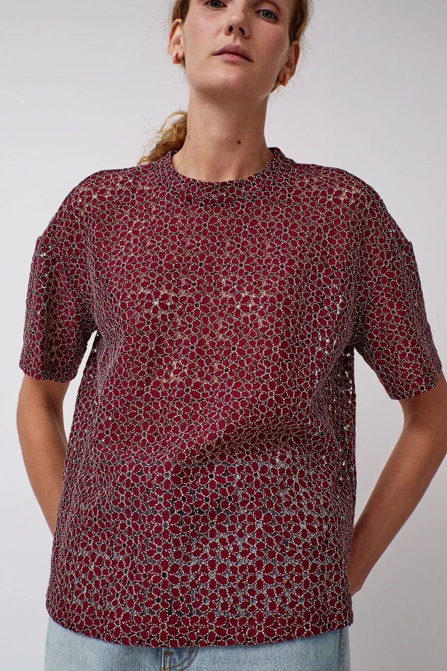 No.6 Joanne Tee in Bordeaux and White Lace sold by No. 6 product image thumbnail 3