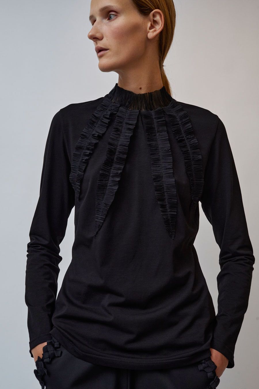 INSHADE Cotton and Chiffon Long Sleeve Top in Black sold by No. 6 product image thumbnail 3