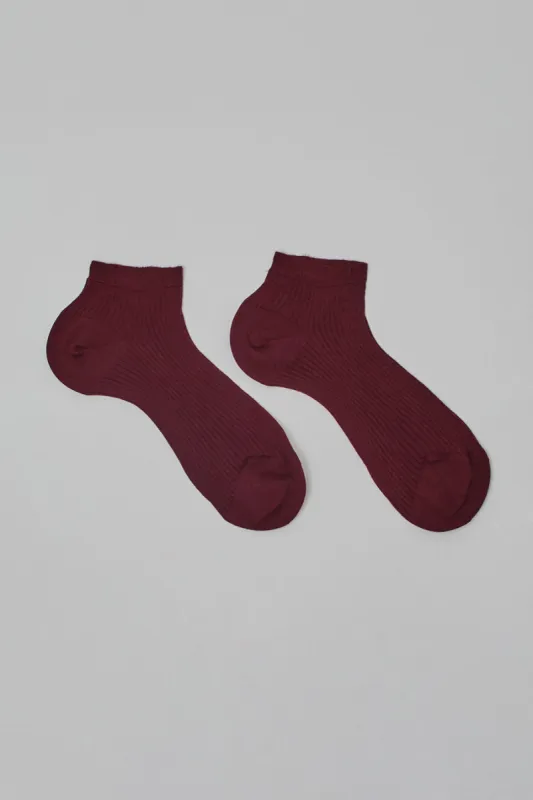 Maria La Rosa Organic Cotton Low Ankle Socks in Bordo sold by No. 6