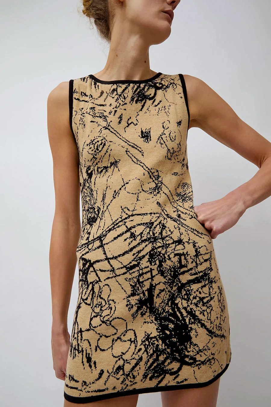 SERAPIS Knit Dress in Beige and Black sold by No. 6