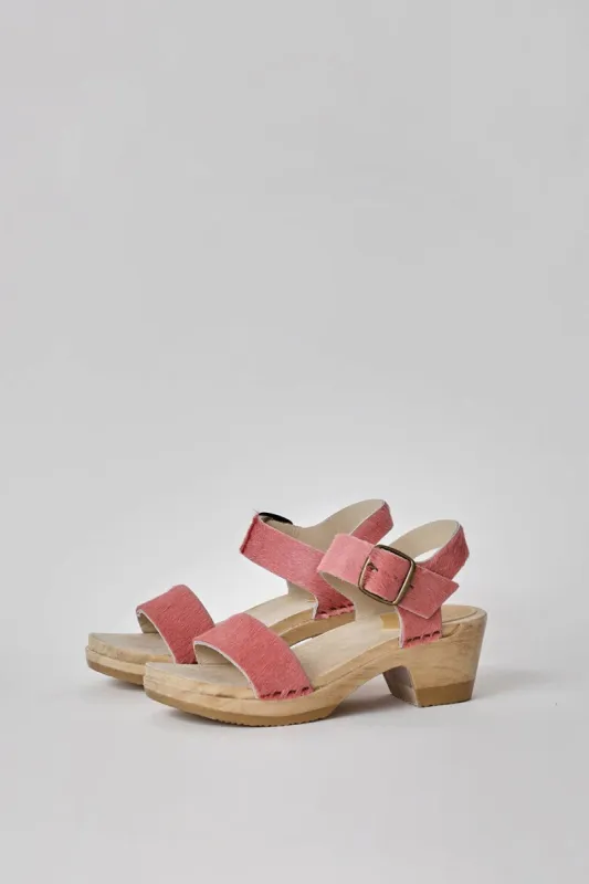 No.6 Two Strap Clog on Mid Heel in Pink Pony sold by No. 6