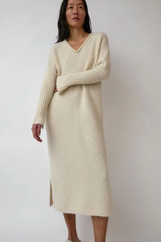 Atelier Delphine Relaxed V-Neck Dress in Cream made by No. 6