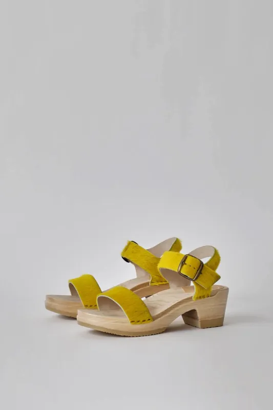 No.6 Two Strap Clog on Mid Heel in Sun Pony sold by No. 6
