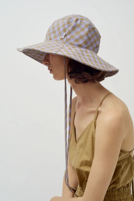 Muhlbauer Mio Bucket Hat in Lilac Check sold by No. 6