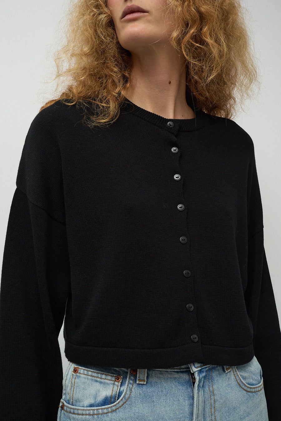 CORDERA Cotton Cropped Cardigan in Black sold by No. 6 product image thumbnail 2