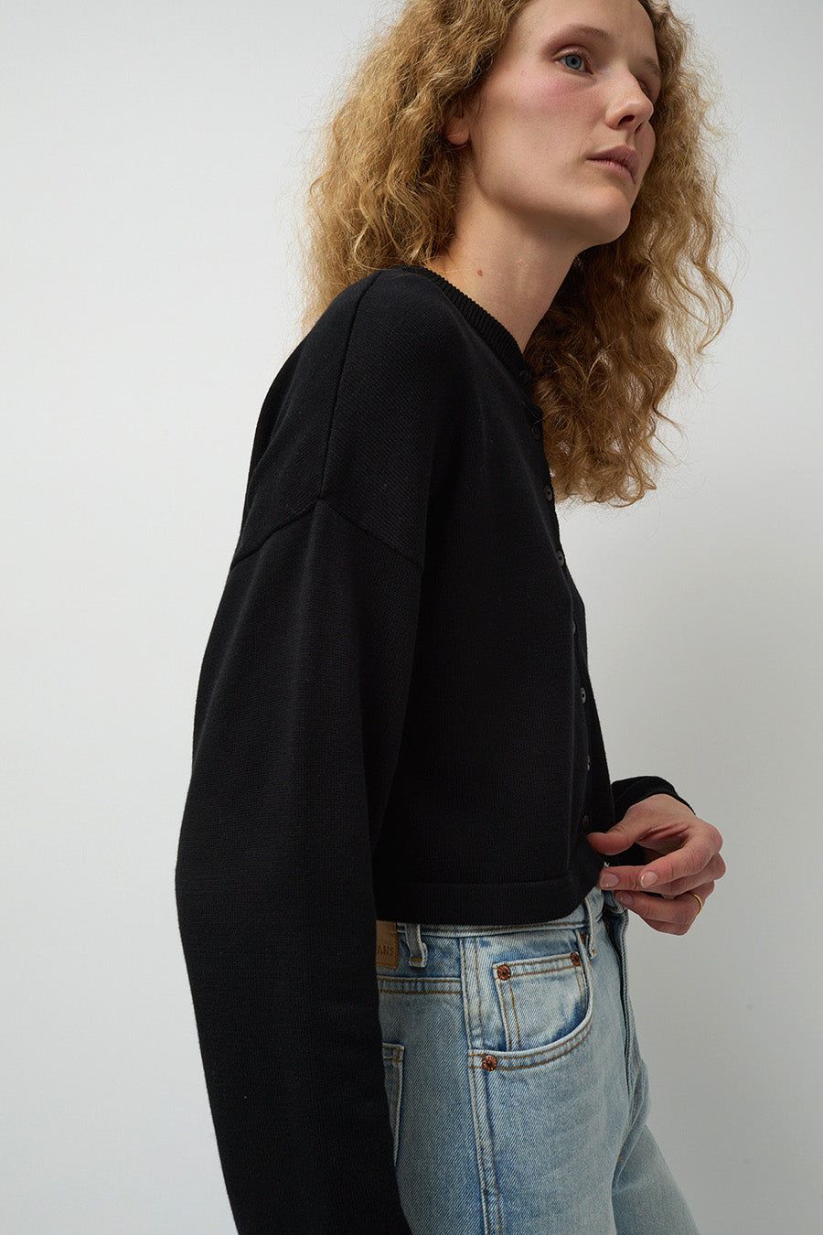 CORDERA Cotton Cropped Cardigan in Black sold by No. 6 product image thumbnail 4