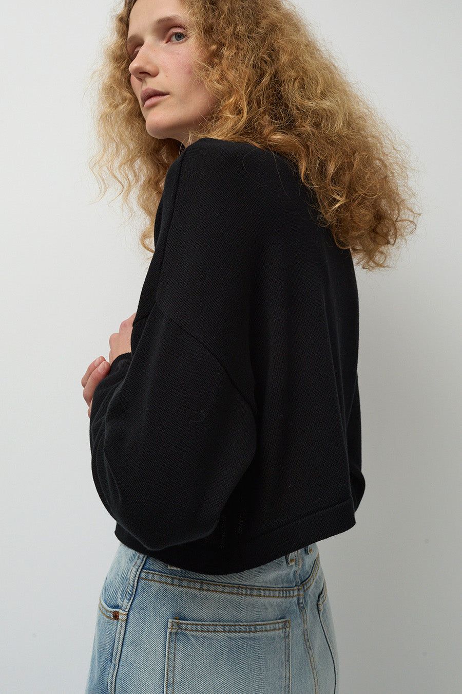 CORDERA Cotton Cropped Cardigan in Black sold by No. 6 product image thumbnail 5