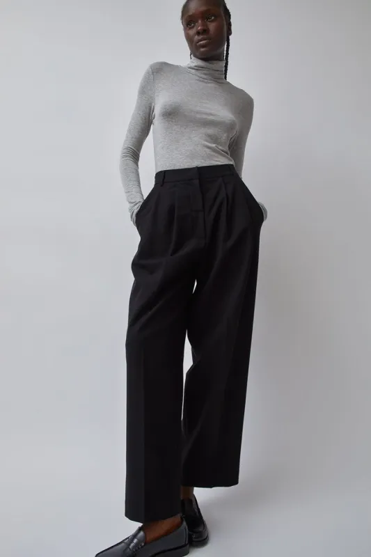 Mijeong Park Pleat Front Wide Leg Pants in Black made by No. 6