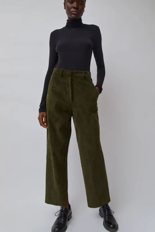Mijeong Park Corduroy Straight Leg Pants in Olive sold by No. 6