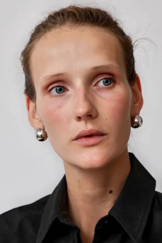 Numbering 3d Round Earring in Silver made by No. 6