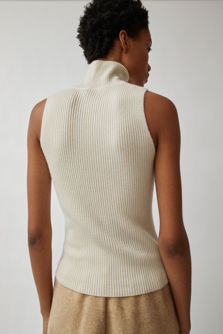 Modern Weaving Rib Sleeveless Mock Turtleneck in Cream sold by No. 6 product image thumbnail 4