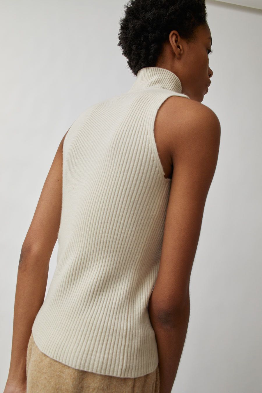 Modern Weaving Rib Sleeveless Mock Turtleneck in Cream sold by No. 6 product image thumbnail 5