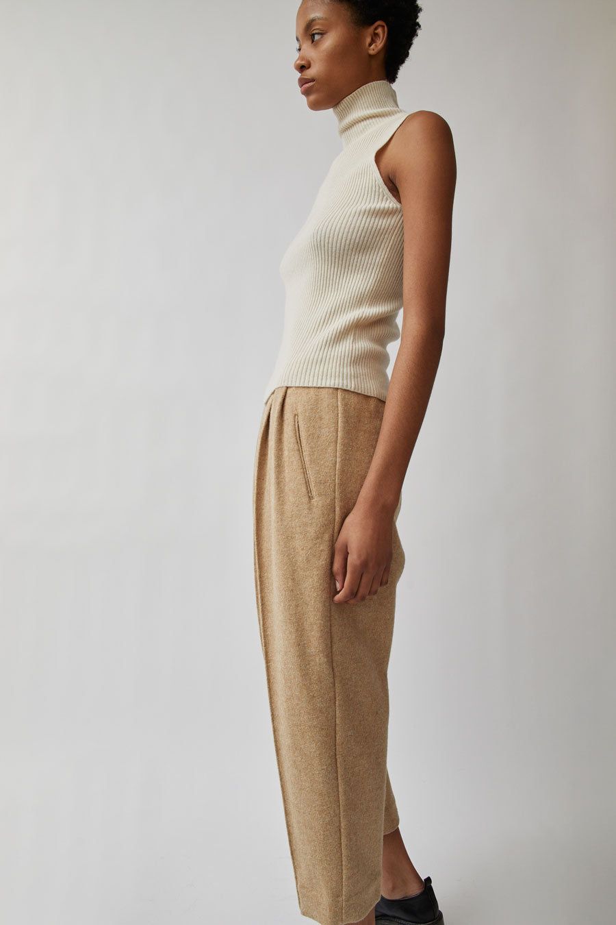 Modern Weaving Rib Sleeveless Mock Turtleneck in Cream sold by No. 6 product image thumbnail 6