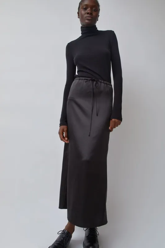 Mijeong Park Stretch Satin Maxi Skirt in Black made by No. 6