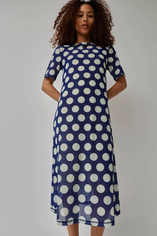 No.6 Ella Dress in Royal and Cream Dot sold by No. 6