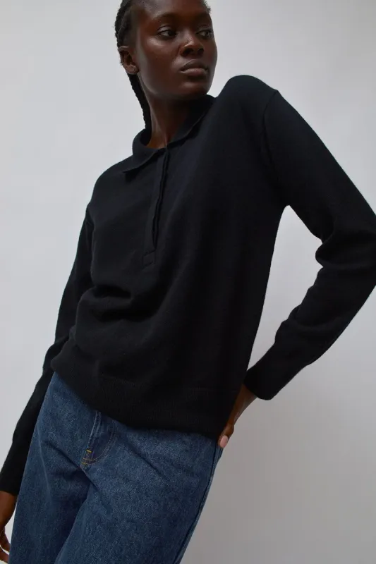 Mijeong Park Cashmere Blend Polo Sweater in Black sold by No. 6