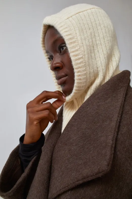 Mijeong Park Ribbed Knit Balaclava in Cream made by No. 6