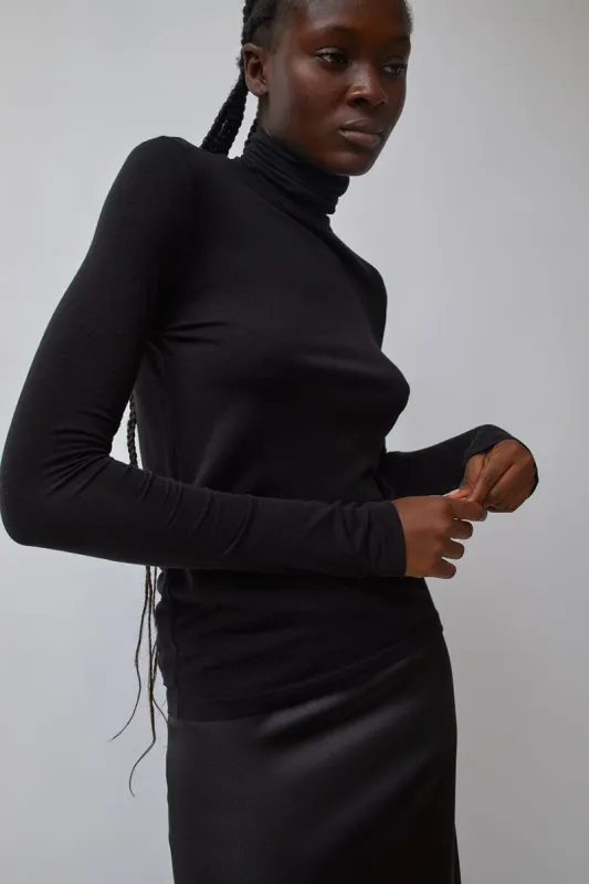 Mijeong Park Roll Neck Jersey Top in Black made by No. 6