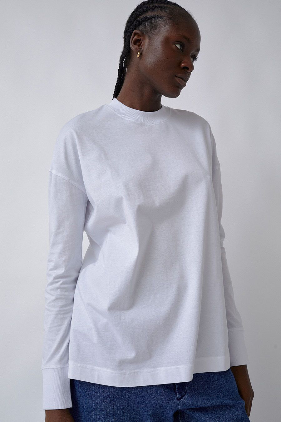 Ninety Percent Camilo Long Sleeve Top in White sold by No. 6