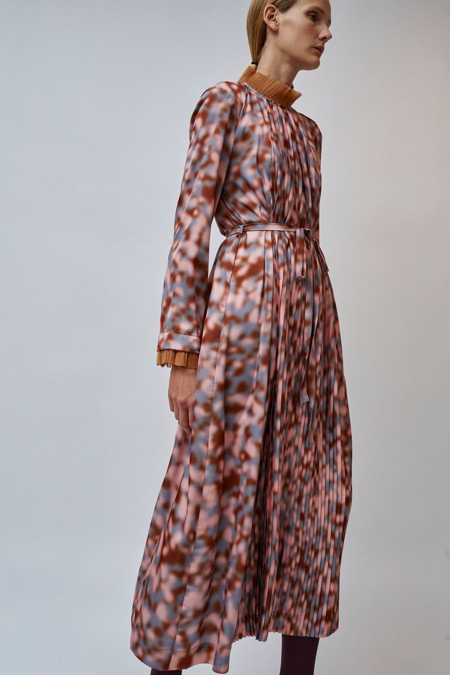 INSHADE Flared Dress in Blush Grey and Camel sold by No. 6 product image thumbnail 4