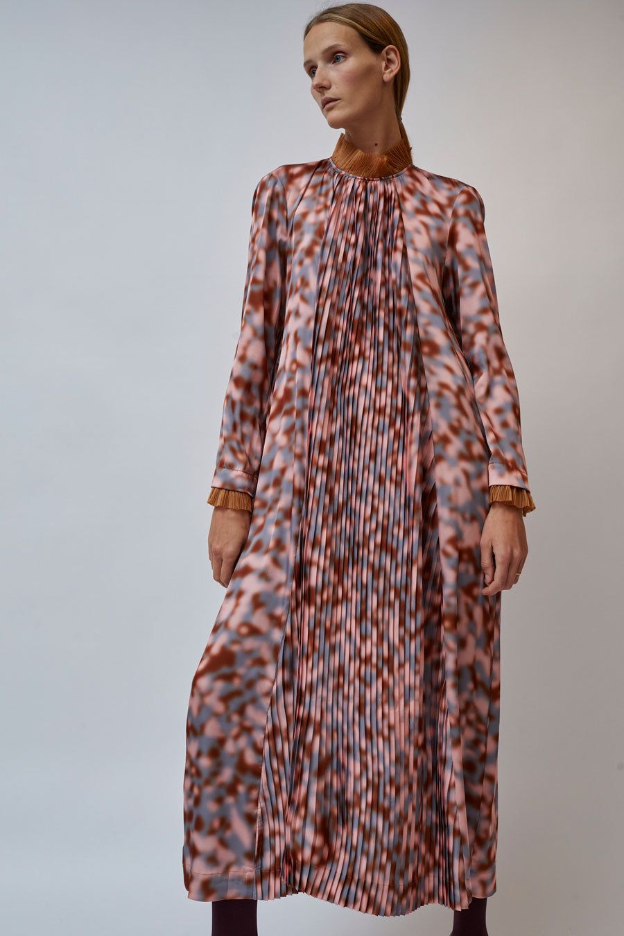 INSHADE Flared Dress in Blush Grey and Camel sold by No. 6 product image thumbnail 2