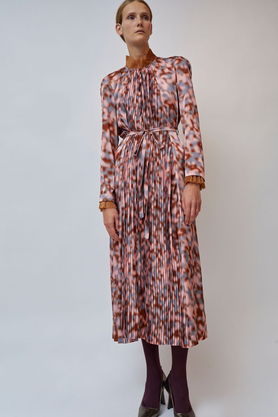 INSHADE Flared Dress in Blush Grey and Camel sold by No. 6 product image thumbnail 5