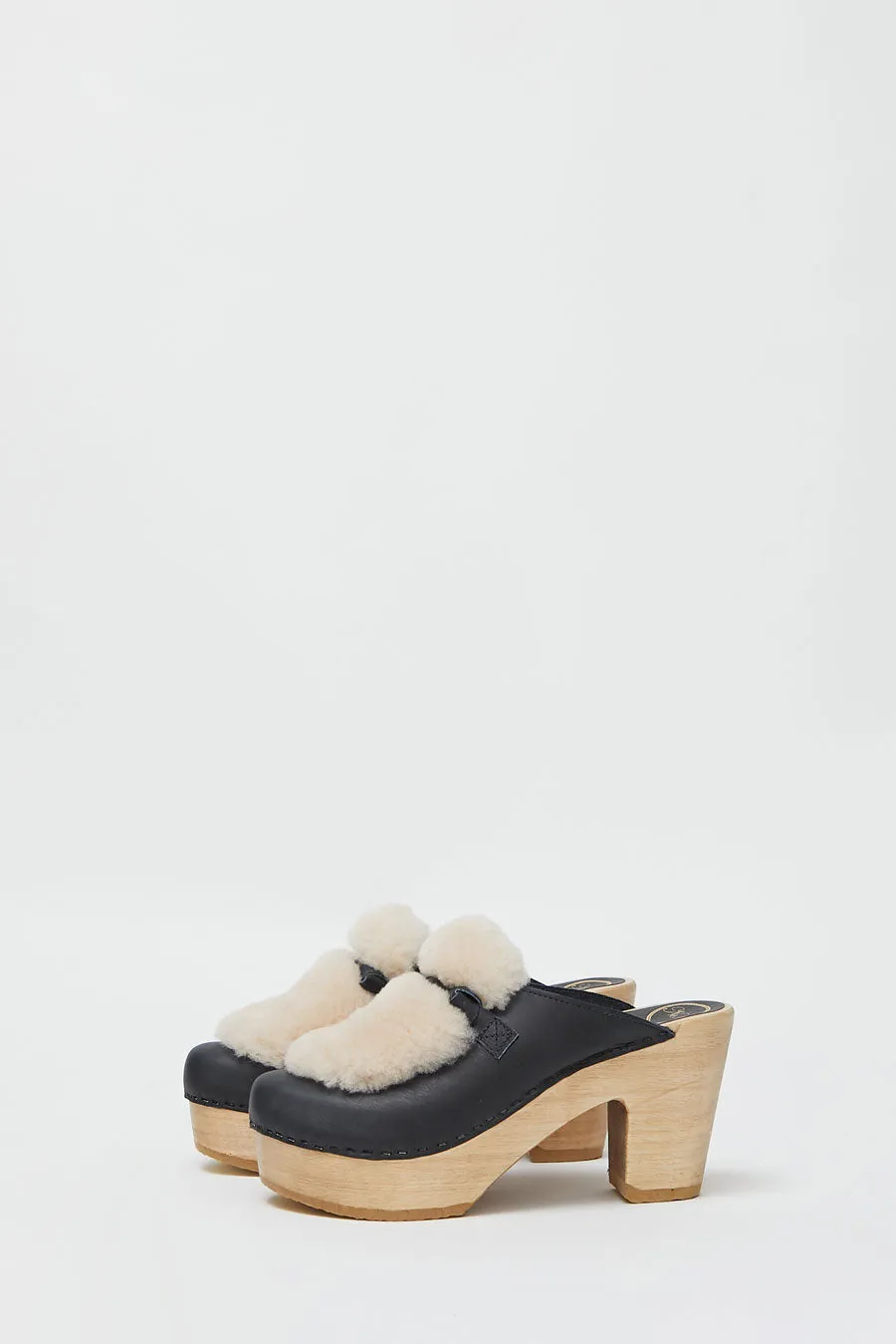 No.6 Billie Fur Clog on Platform in Indigo and Bone sold by No. 6