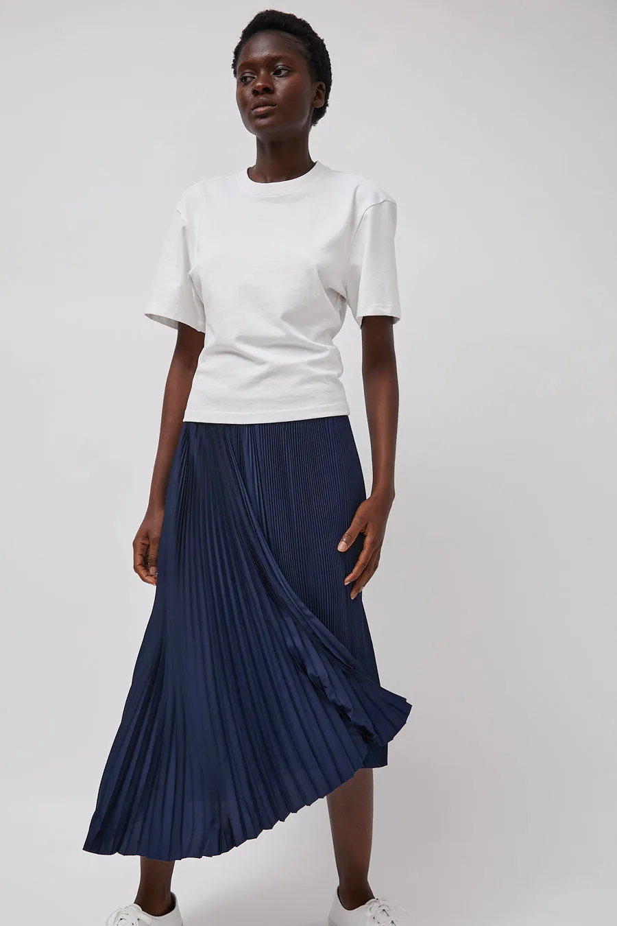 Marios Pleated Asymmetric Skirt in Blue sold by No. 6