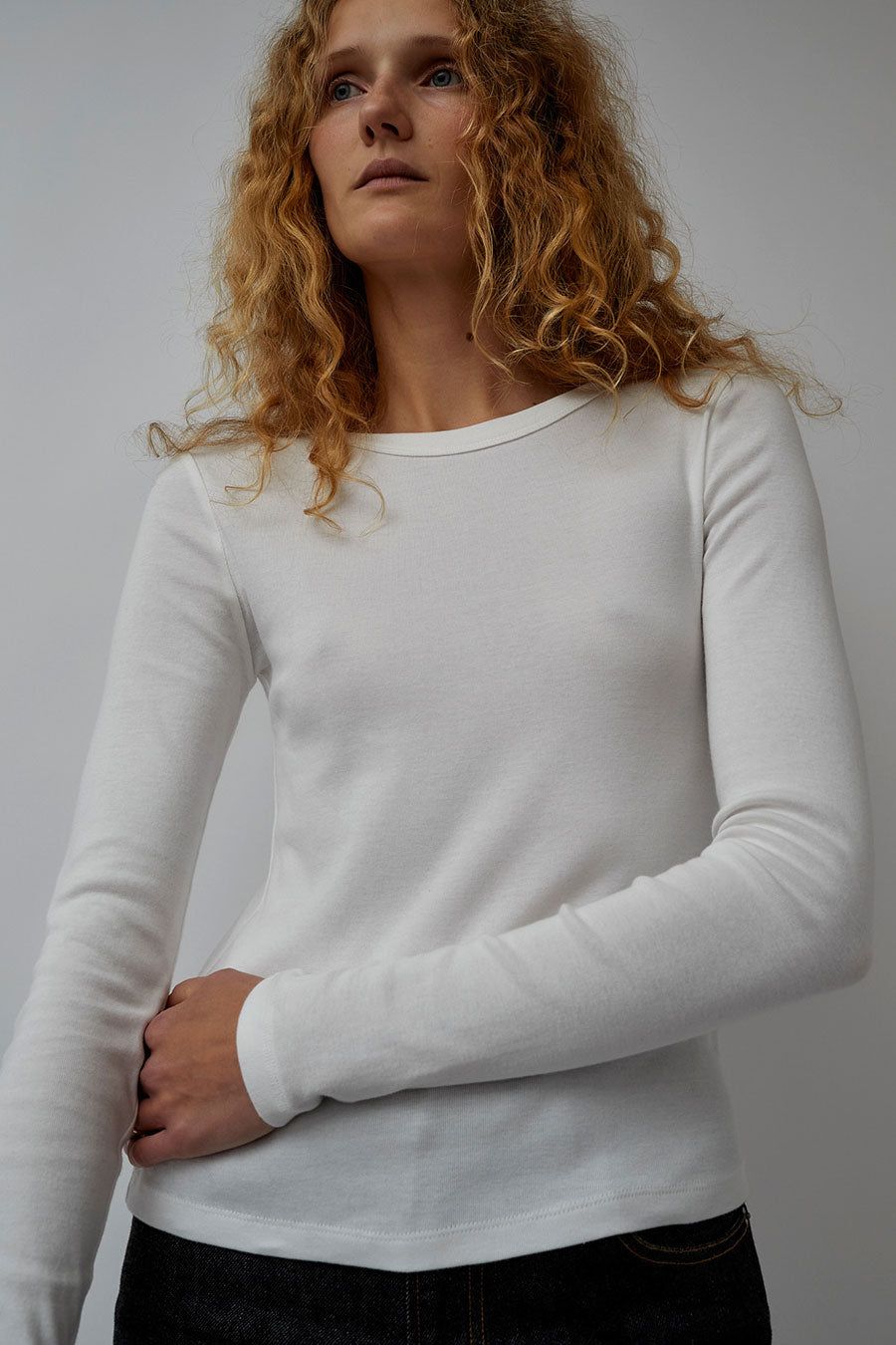 St. Agni Organic Cotton Long Sleeve Top in White sold by No. 6
