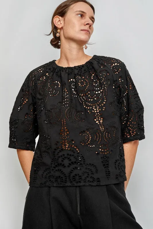 No.6 Maia Top in Black Eyelet made by No. 6