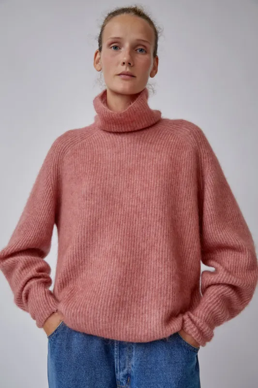 Sayaka Davis Mohair Highneck Sweater in Nectarine made by No. 6