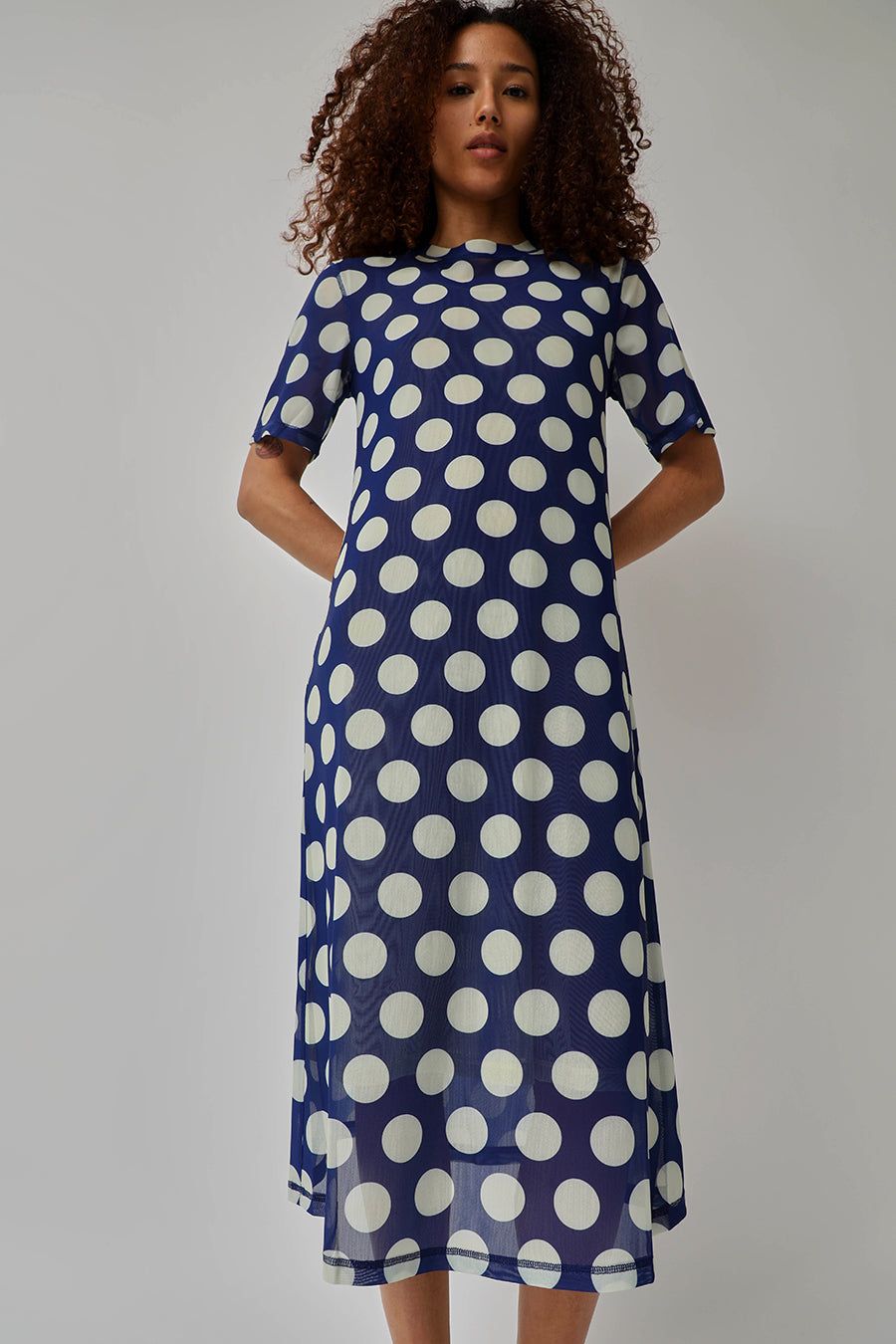 No.6 Ella Dress in Royal and Cream Dot sold by No. 6