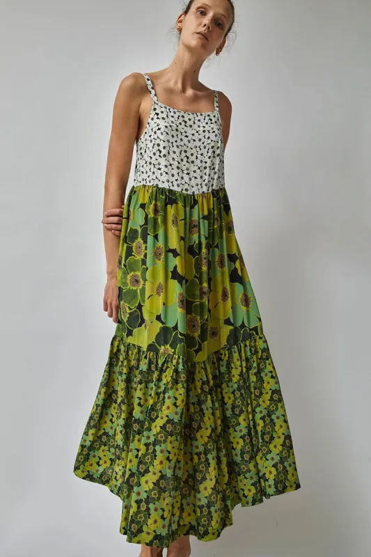 No.6 Eden Dress in White Floral Olive Combo made by No. 6