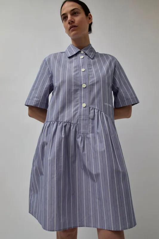 Lucky Marché Diagonal Stripe Shirt Dress in Blue made by No. 6