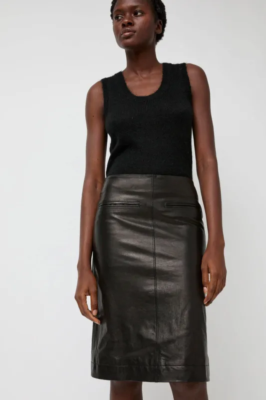 Nothing Written Leather Midi Skirt in Black made by No. 6