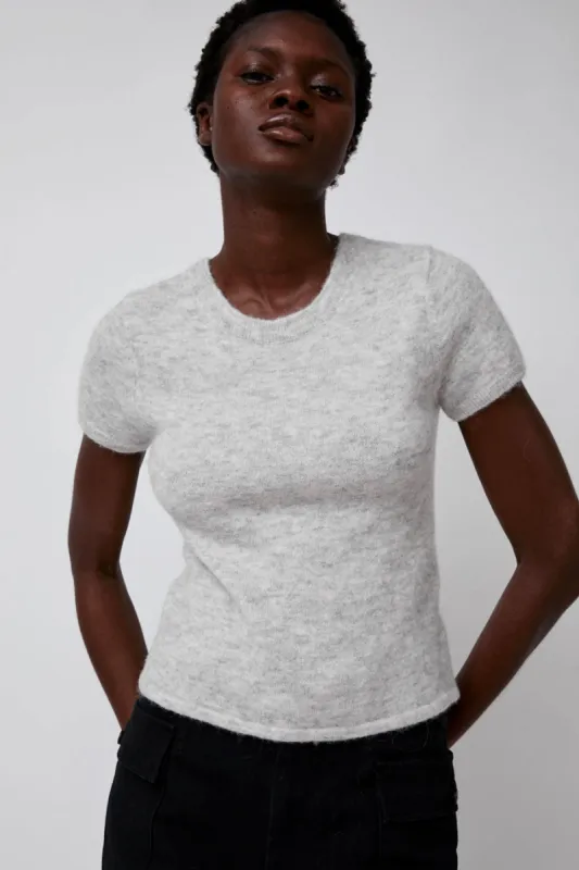 Nothing Written Kotte Alpaca Short Sleeve Knit in Gray sold by No. 6