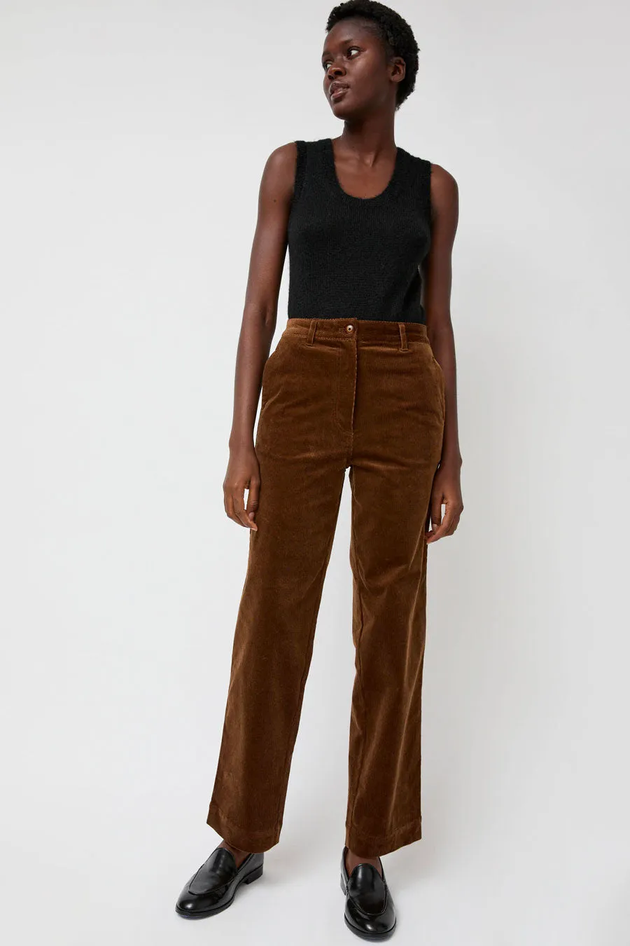 Nothing Written Corduroy Straight Pants in Brown sold by No. 6