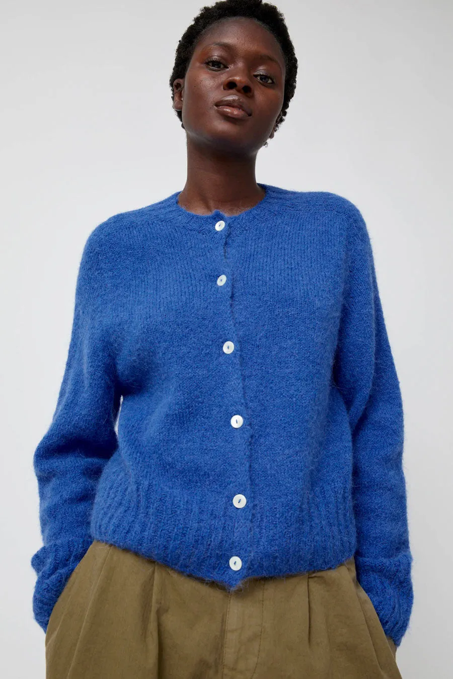 Nothing Written Alpaca Knit Cardigan in Pacific Blue sold by No. 6