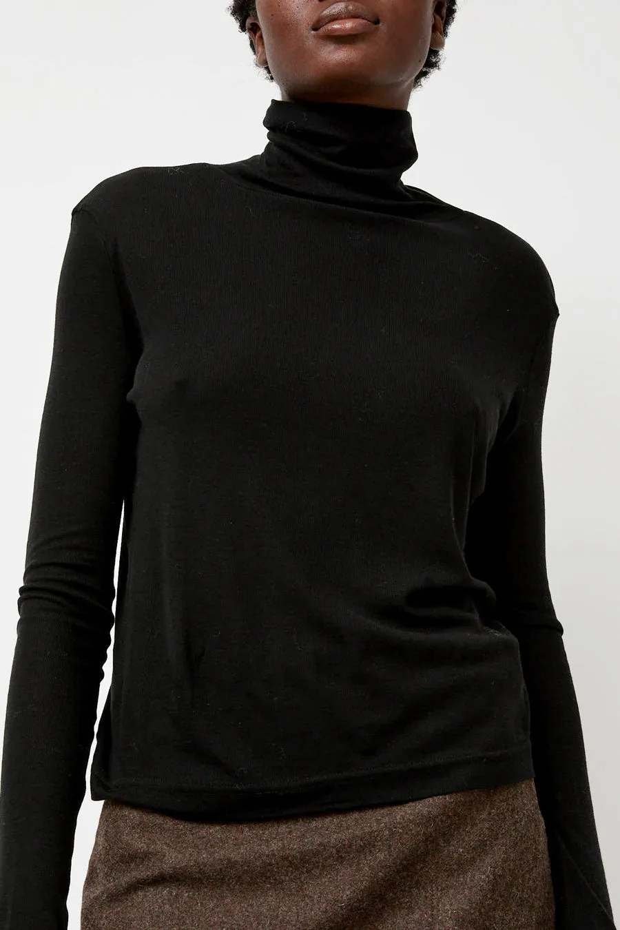 Mijeong Park Thin Ribbed Roll Neck Top in Black sold by No. 6 product image thumbnail 3