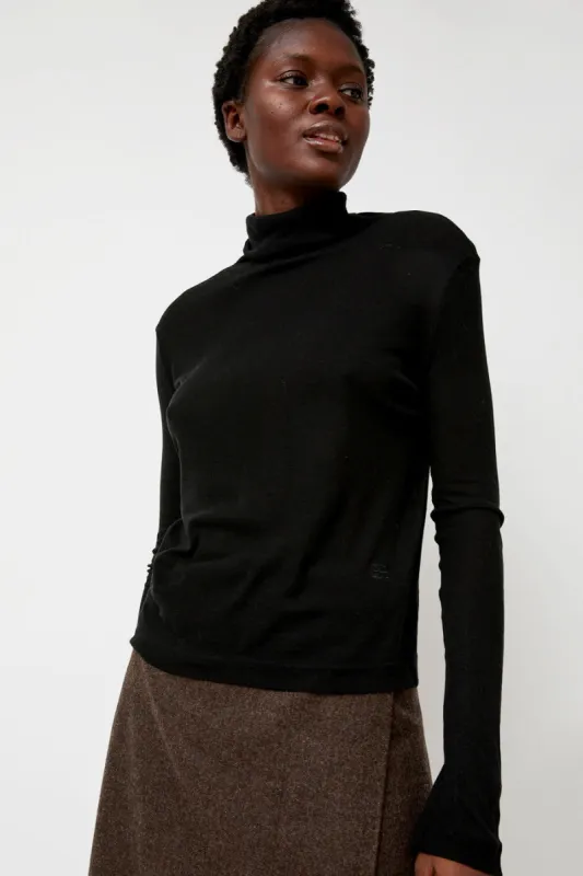 Mijeong Park Thin Ribbed Roll Neck Top in Black sold by No. 6